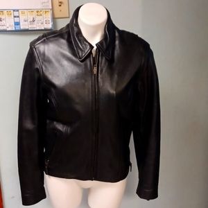 Womens UNIK ULTRA Black Leather Motorcycle coat jacket size M Zip out lining